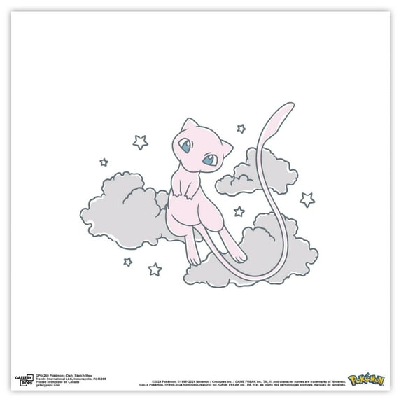 Gallery Pops Pokemon - Daily Sketch Mew Wall Art, Unframed Version, 12" x 12"