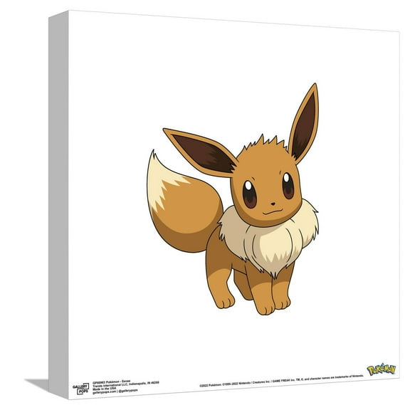 Gallery Pops Pokémon - Eevee Canvas Wall Art, Unframed Version, 12" x 12"
