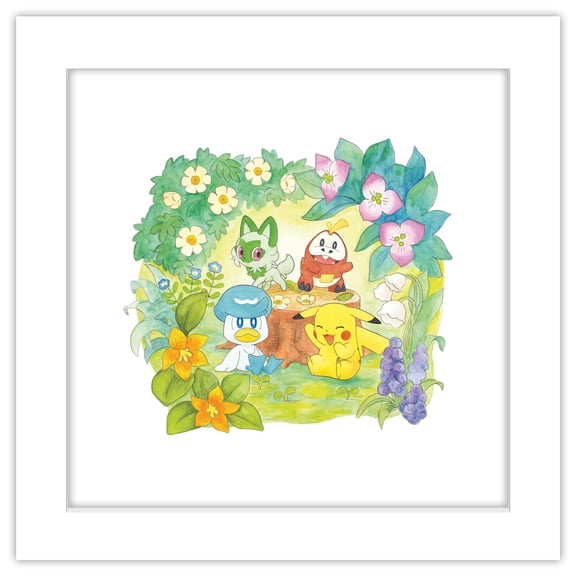 Gallery Pops® Pokémon - Group Floral Scene Wall Art, White Framed Version