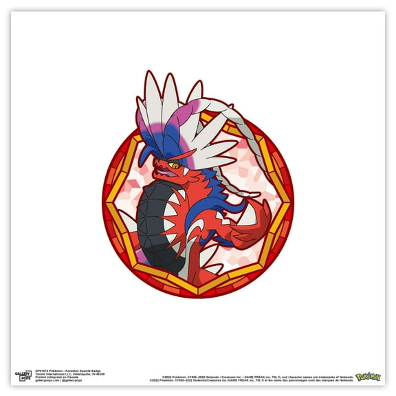 Gallery Pops Pokemon - Koraidon Sparkle Badge Wall Art, Unframed Version, 12" x 12"