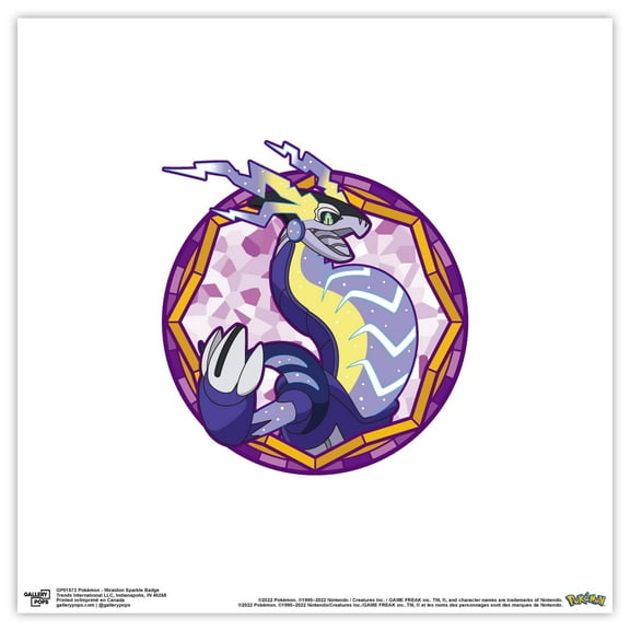 Gallery Pops Pokemon - Miraidon Sparkle Badge Wall Art, Unframed Version, 12" x 12"