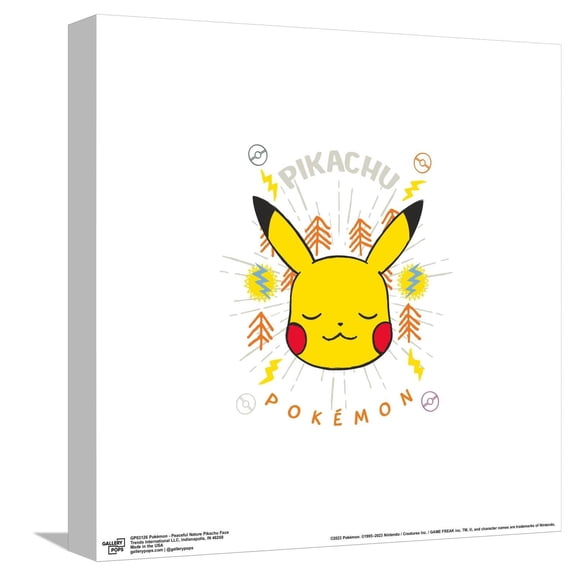Gallery Pops Pokémon - Peaceful Nature Pikachu Face Canvas Wall Art, Unframed Version, 12" x 12"