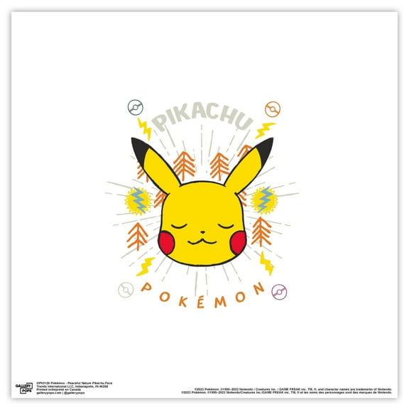 Gallery Pops Pokemon - Peaceful Nature Pikachu Face Wall Art, Unframed Version, 12" x 12"