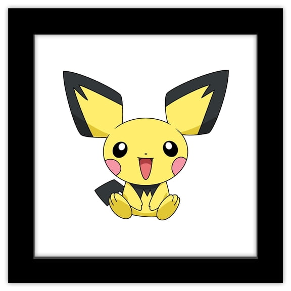 Gallery Pops Pokemon - Pichu Wall Art, Black Framed Version, 12" x 12"