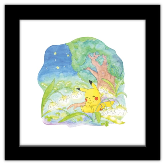 Gallery Pops® Pokémon - Pikachu Sleepy Meadow Wall Art, Black Framed Version