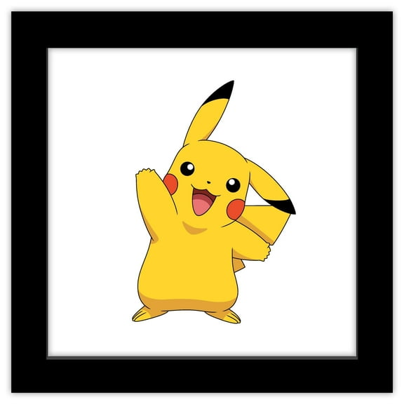 Gallery Pops Pokemon - Pikachu Waving Pose Wall Art, Black Framed Version, 12" x 12"