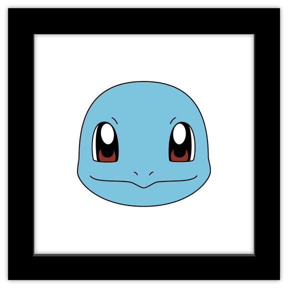 Gallery Pops Pokemon - Squirtle Face Wall Art, Black Framed Version, 12" x 12"