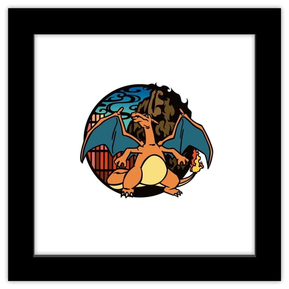 Gallery Pops Pokemon - Wagara Charizard Wall Art, Black Framed Version, 12" x 12"