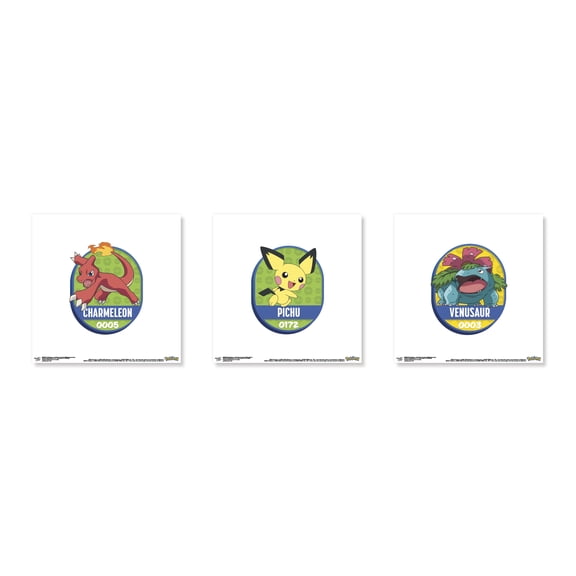 Gallery Pops® Pokemon All-Time Favorites 1 Wall Art Bundle (3-Pack), Unframed Version, 12" x 12"