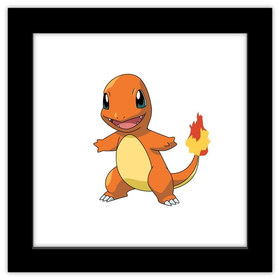 Gallery Pops Pokemon - Charmander Wall Art, Black Framed Version, 12" x 12"