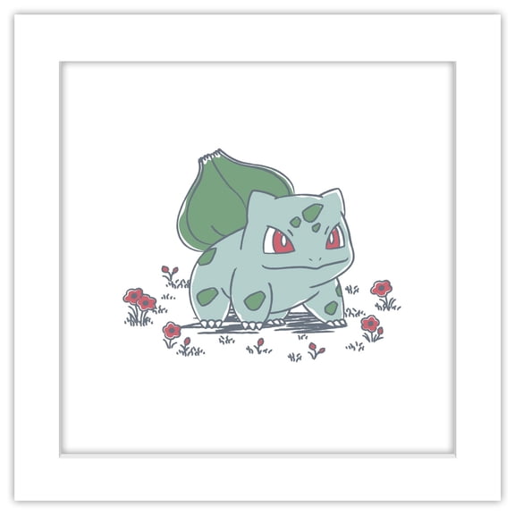 Gallery Pops Pokémon - Daily Sketch Bulbasaur Wall Art, White Framed Version, 12" x 12"