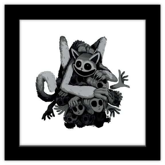 Gallery Pops Poppy Playtime: Chapter 3 - Cat Nap Horror Wall Art, Black Framed Version, 12" x 12"
