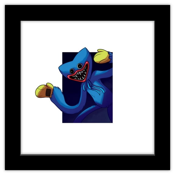 Gallery Pops Poppy Playtime - Huggy Wuggy Frame Break Wall Art, Black Framed Version, 12" x 12"