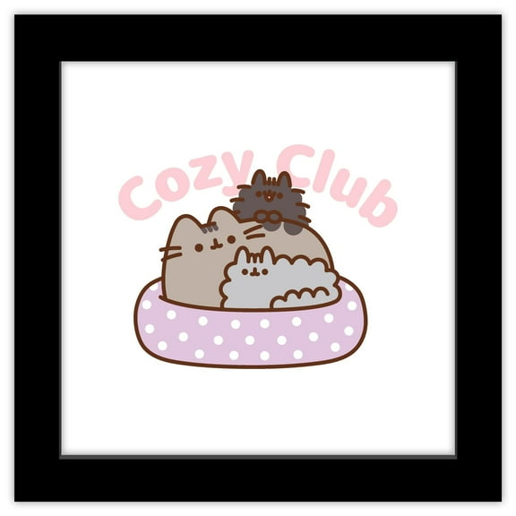 Gallery Pops Pusheen - Cozy Club Wall Art, Black Framed Version, 12" x 12"