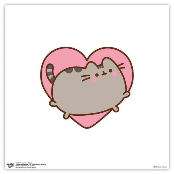 Gallery Pops Pusheen - Heart Wall Art, Unframed Version, 12" x 12"