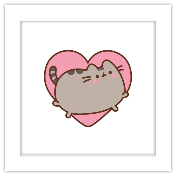 Gallery Pops Pusheen - Heart Wall Art, White Framed Version, 12" x 12"