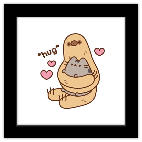 Gallery Pops Pusheen - Hug Wall Art, Black Framed Version, 12" x 12"