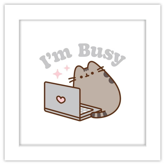 Gallery Pops Pusheen - I'm Busy Wall Art, White Framed Version, 12" x 12"