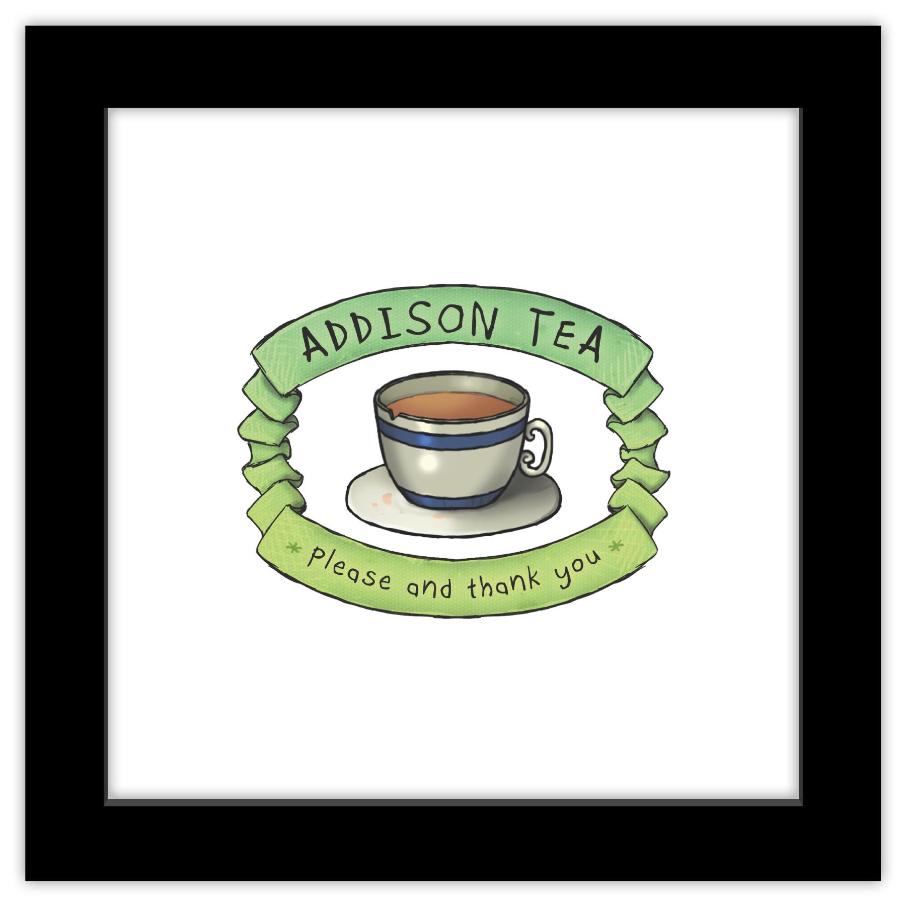 Gallery Pops Sally Face Addison Tea Logo Wall Art, Black Framed Version, 12" x 12"