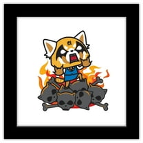 Gallery Pops Sanrio Aggretsuko - Burning Skulls Wall Art, Black Framed Version, 12" x 12"