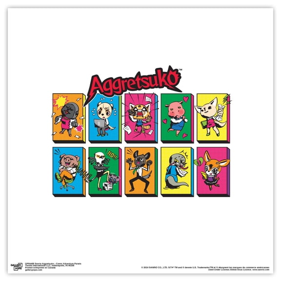 Gallery Pops Sanrio Aggretsuko - Comic Adventure Panels Wall Art, Unframed Version, 12" x 12"