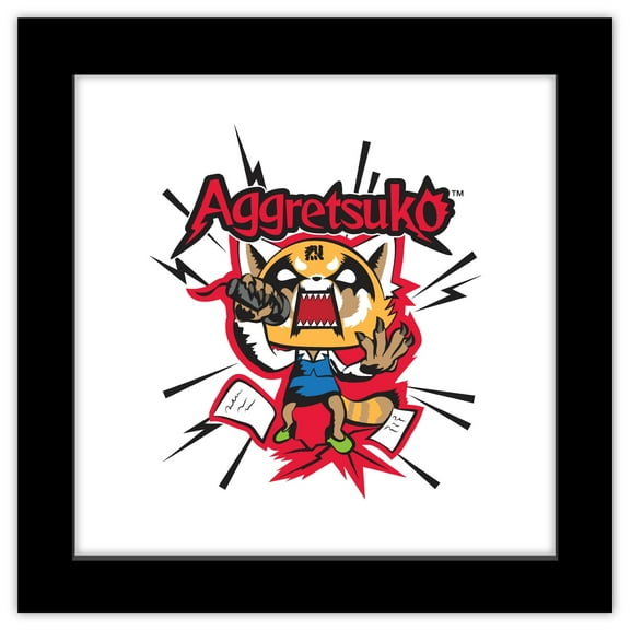 Gallery Pops Sanrio Aggretsuko - Horns Wall Art, Black Framed Version, 12" x 12"