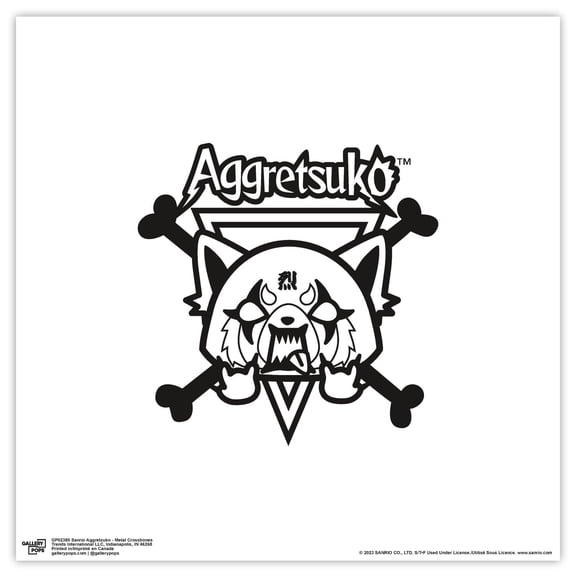 Gallery Pops Sanrio Aggretsuko - Metal Crossbones Wall Art, Unframed Version, 12" x 12"