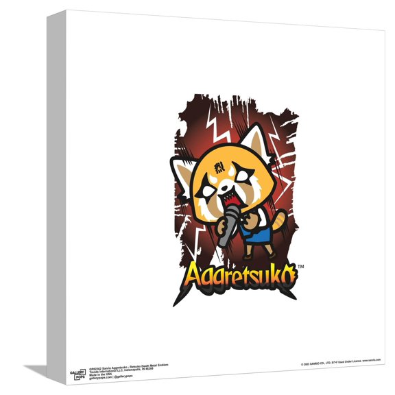 Gallery Pops Sanrio Aggretsuko - Retsuko Death Metal Emblem Canvas Wall Art, Unframed Version, 12" x 12"