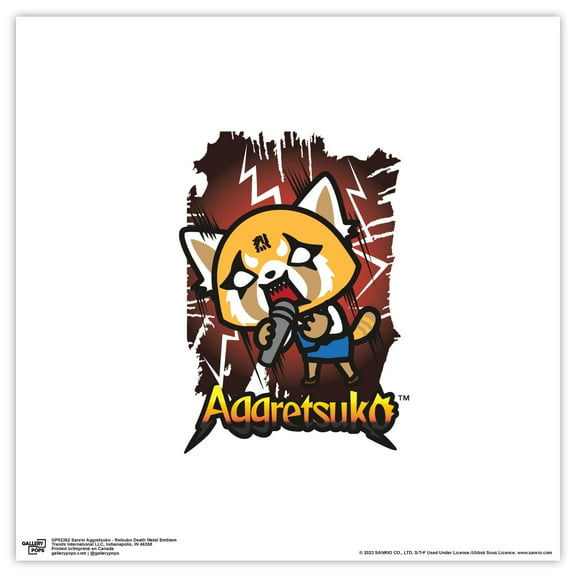 Gallery Pops Sanrio Aggretsuko - Retsuko Death Metal Emblem Wall Art, Unframed Version, 12" x 12"