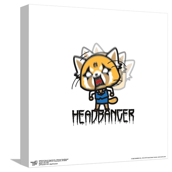 Gallery Pops Sanrio Aggretsuko - Retsuko Headbanger Canvas Wall Art, Unframed Version, 12" x 12"