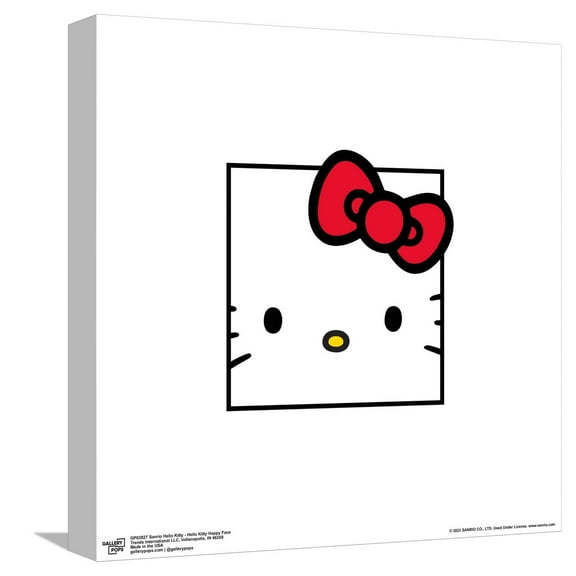 Gallery Pops Sanrio Hello Kitty - Hello Kitty Happy Face Canvas Wall Art, Unframed Version, 12" x 12"