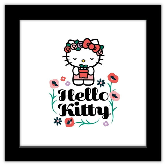 Gallery Pops Sanrio Hello Kitty - Hello Kitty Spring Cleaning Wall Art, Black Framed Version, 12" x 12"
