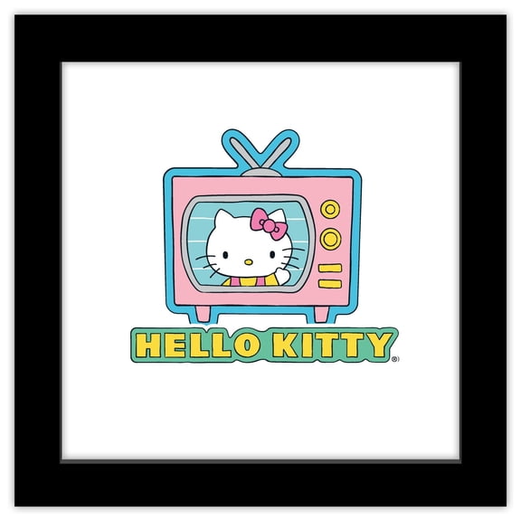 Gallery Pops Sanrio Hello Kitty - Hello Kitty Sticker Graphic Wall Art, Black Framed Version, 12" x 12"