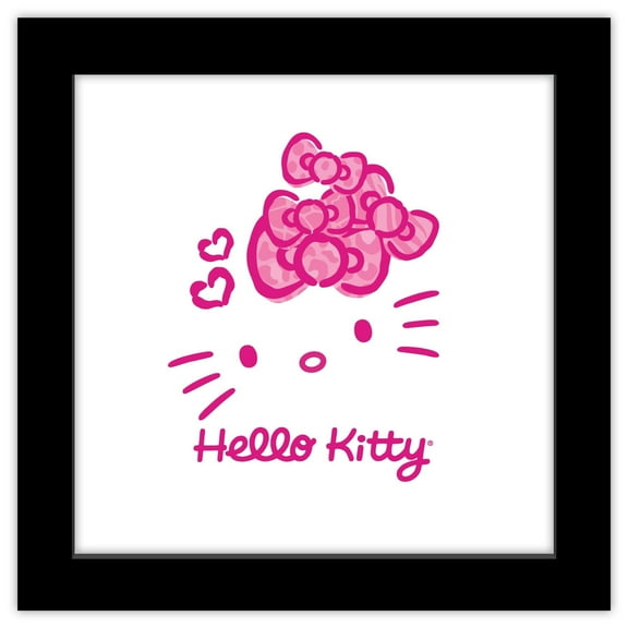 Gallery Pops Sanrio Hello Kitty - Jungle Paradise Pink Bow Wall Art, Black Framed Version, 12" x 12"