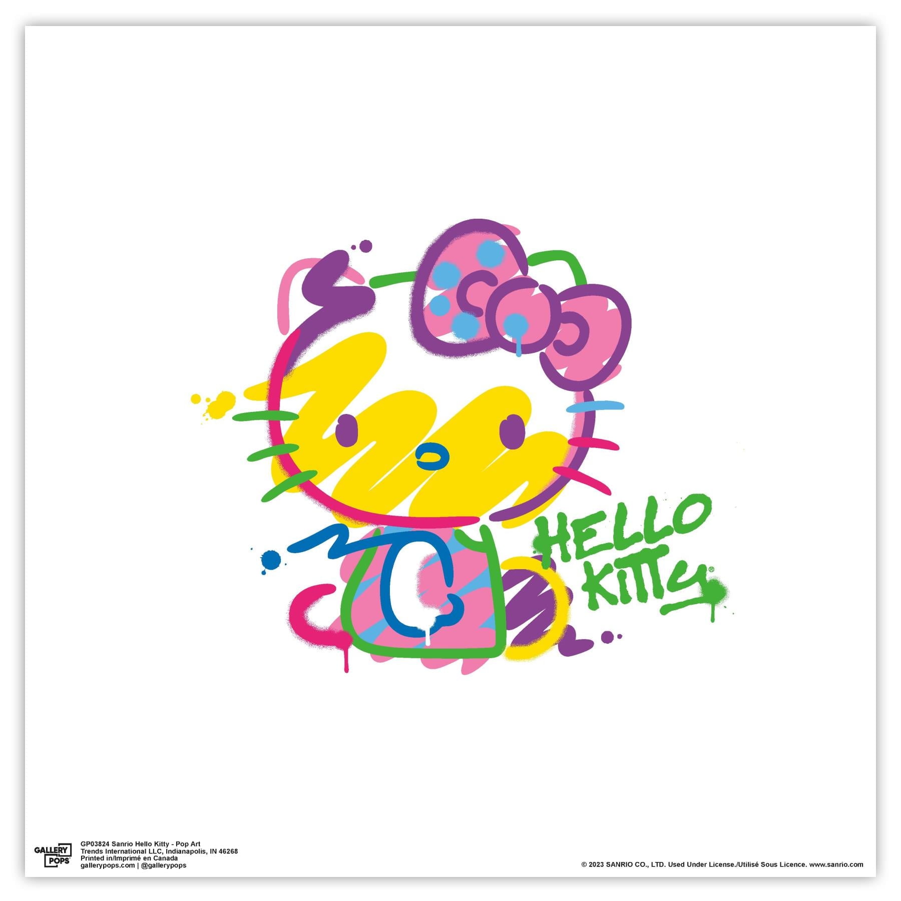 12" x 12" Multicolor Pop Art Hello Kitty Poster Board