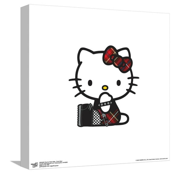 Gallery Pops Sanrio Hello Kitty - Punk Red Canvas Wall Art, Unframed Version, 12" x 12"