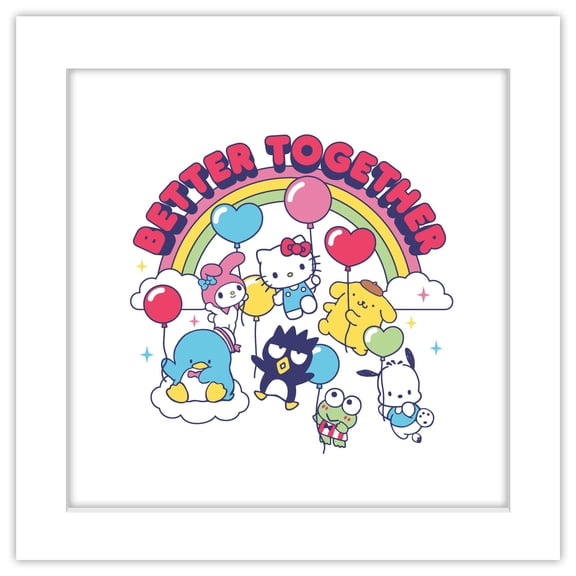 Gallery Pops Sanrio Hello Kitty and Friends - Better Together Wall Art, White Framed Version, 12" x 12"