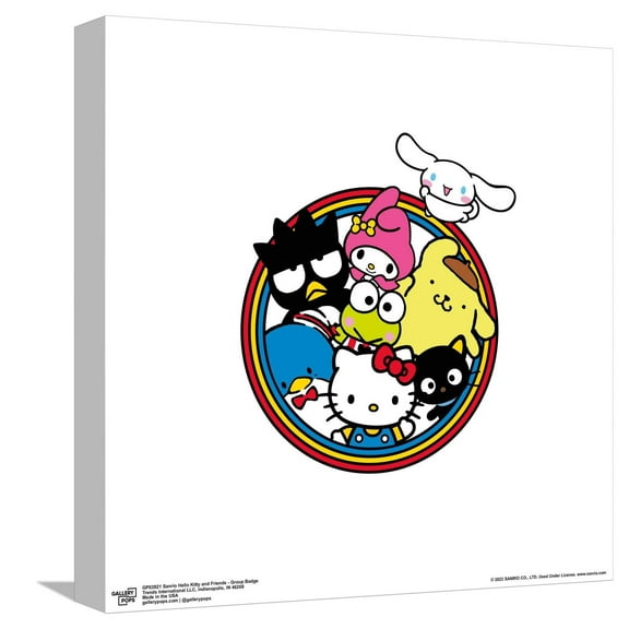 Gallery Pops Sanrio Hello Kitty and Friends - Group Badge Canvas Wall Art, Unframed Version, 12" x 12"