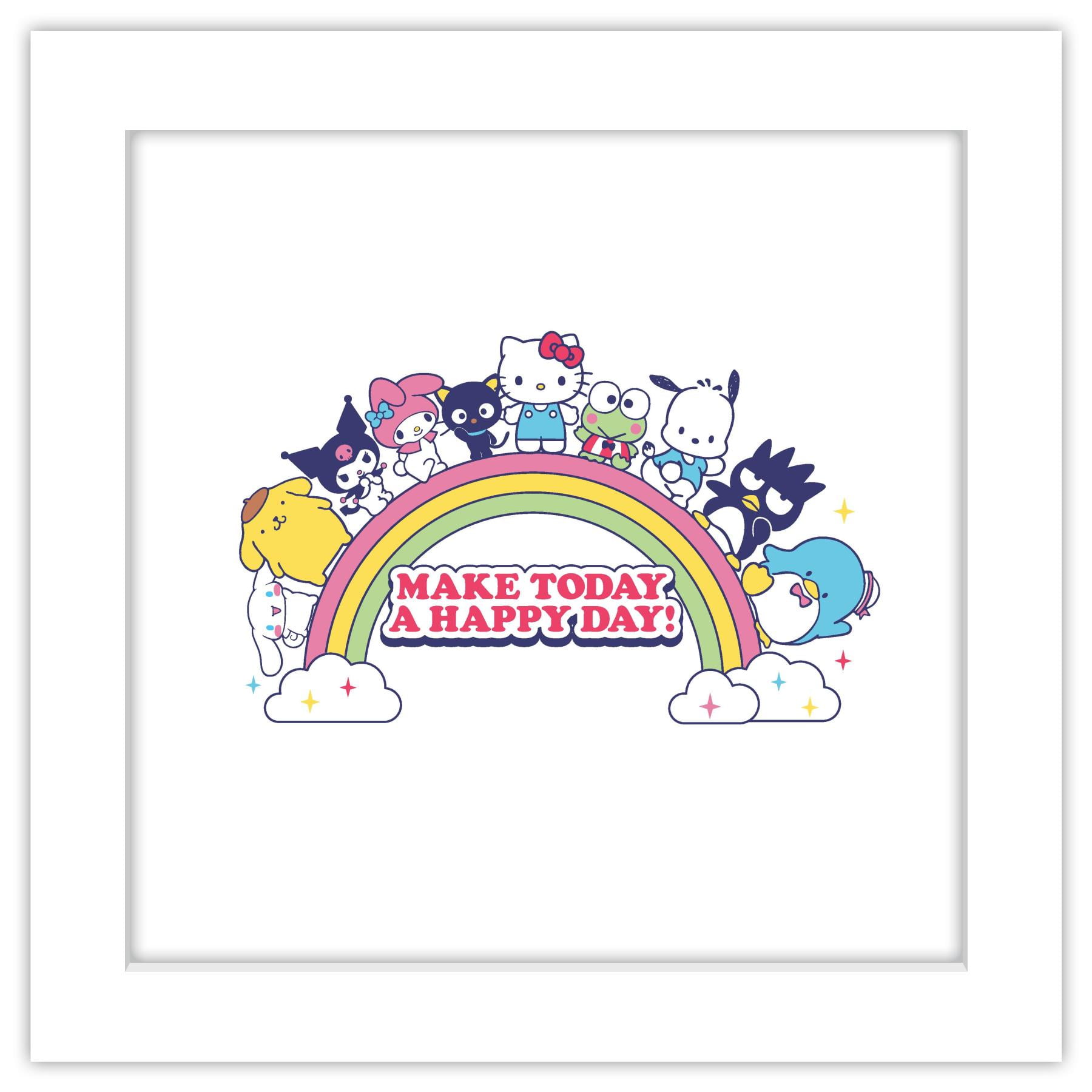 White Framed Sanrio Hello Kitty and Friends Anime Print, 12" x 12"