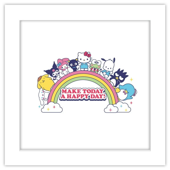 Gallery Pops Sanrio Hello Kitty and Friends - Make Today a Happy Day Wall Art, White Framed Version, 12" x 12"