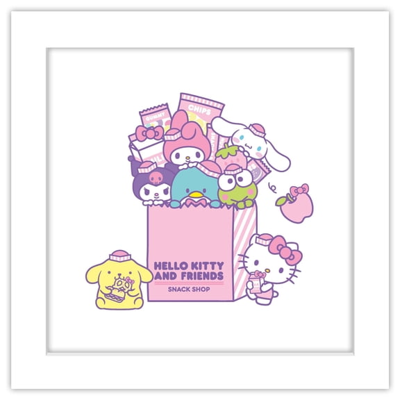 Gallery Pops Sanrio Hello Kitty and Friends - Snack Shop Wall Art, White Framed Version, 12" x 12"