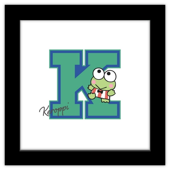 Gallery Pops Sanrio Keroppi - College Letter Wall Art, Black Framed Version, 12" x 12"