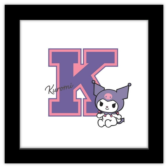 Gallery Pops Sanrio Kuromi - College Letter Wall Art, Black Framed Version, 12" x 12"