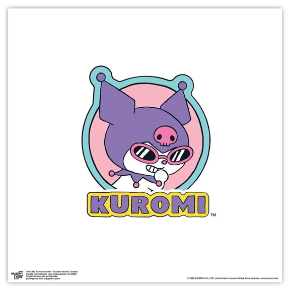 Gallery Pops Sanrio Kuromi - Kuromi Sticker Graphic Wall Art, Unframed Version, 12" x 12"