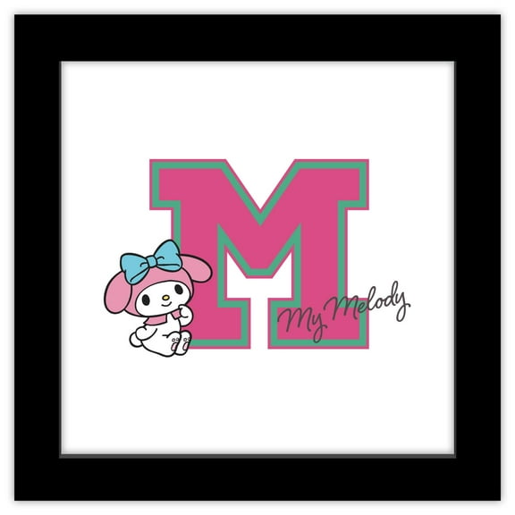 Gallery Pops Sanrio My Melody - College Letter Wall Art, Black Framed Version, 12" x 12"