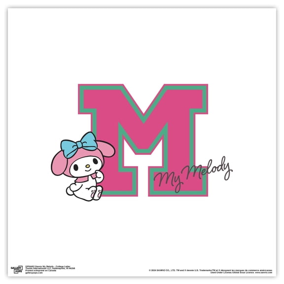 Gallery Pops Sanrio My Melody - College Letter Wall Art, Unframed Version, 12" x 12"
