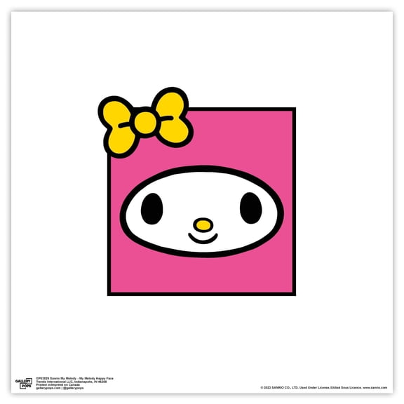 Gallery Pops Sanrio My Melody - My Melody Happy Face Wall Art, Unframed Version, 12" x 12"