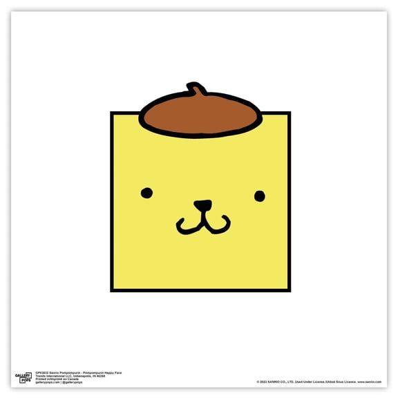 Gallery Pops Sanrio Pompompurin - Pompompurin Happy Face Wall Art, Unframed Version, 12" x 12"