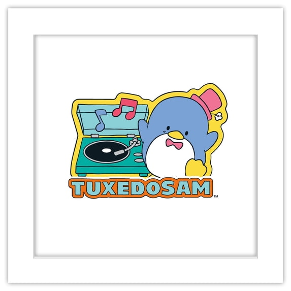 Gallery Pops Sanrio Tuxedo Sam - Tuxedo Sam Sticker Graphic Wall Art, White Framed Version, 12" x 12"