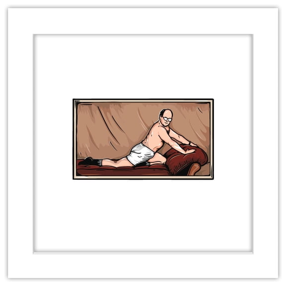 Gallery Pops Seinfeld - George Costanza The Art of Seduction Illustrated Wall Art, White Framed Version, 12" x 12"